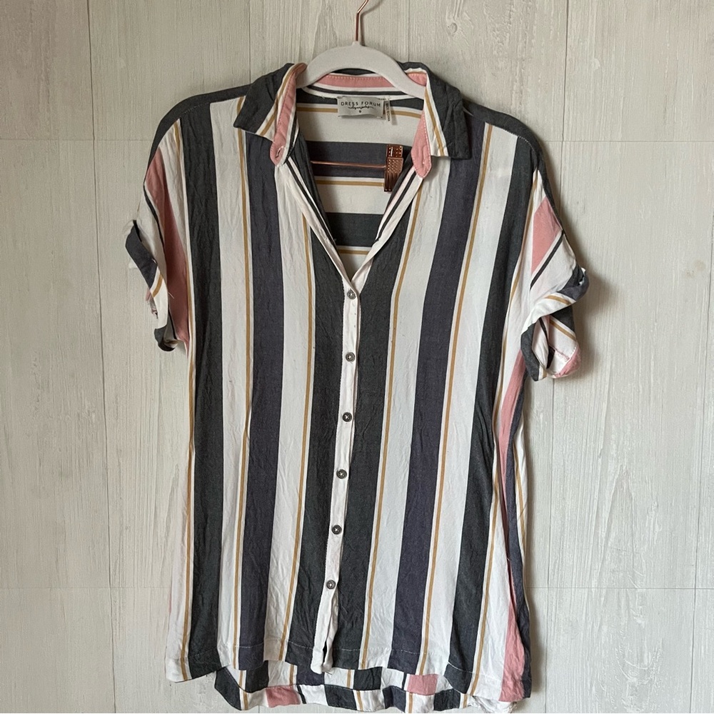 Pink, white, and gray shirt